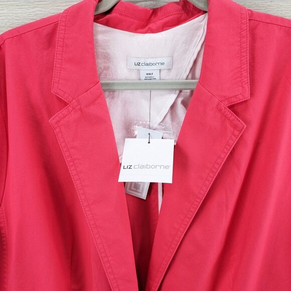NWT Liz Claiborne 100% Cotton Teaberry Bright Pink Blazer - Picture 7 of 8